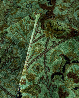 Contemporary Overdyed Wool Hand Knotted Green Round Area Rug 8' 1" x 8' 1"