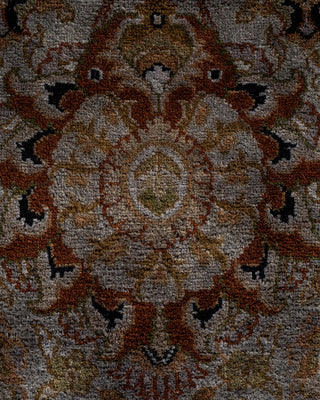 Contemporary Fine Vibrance Gray Wool Area Rug - 7' 1" x 7' 1"