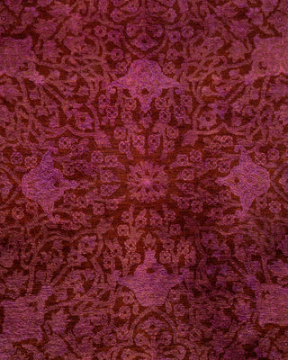 Contemporary Hand-Knotted Overdyed Purple Round Area Rug 6' 1" x 6' 1"