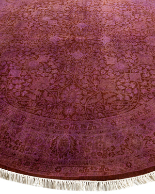 Contemporary Hand-Knotted Overdyed Purple Round Area Rug 6' 1" x 6' 1"