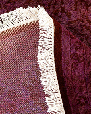 Contemporary Hand-Knotted Overdyed Purple Round Area Rug 6' 1" x 6' 1"
