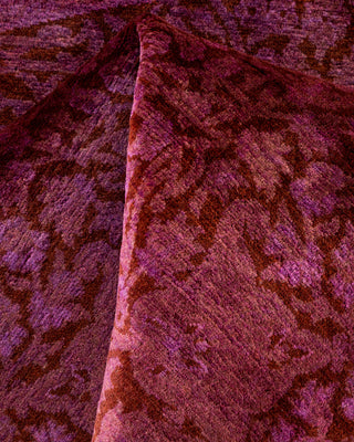 Contemporary Hand-Knotted Overdyed Purple Round Area Rug 6' 1" x 6' 1"