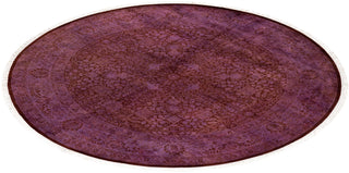 Modern Overdyed Hand Knotted Wool Purple Round Area Rug 6' 1" x 6' 1"