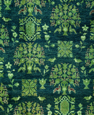 Overdyed Hand-Knotted Wool Modern-Contemporary Green Area Rug 8' 3" x 10' 7"