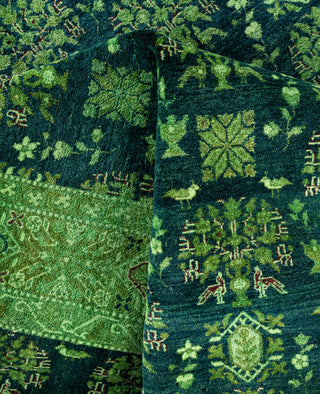 Overdyed Hand-Knotted Wool Modern-Contemporary Green Area Rug 8' 3" x 10' 7"