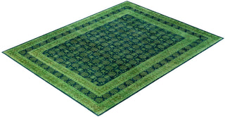 Overdyed Hand-Knotted Wool Modern-Contemporary Green Area Rug 8' 3" x 10' 7"