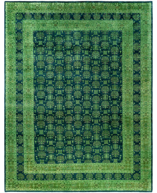 Overdyed Hand-Knotted Wool Modern-Contemporary Green Area Rug 8' 3" x 10' 7"