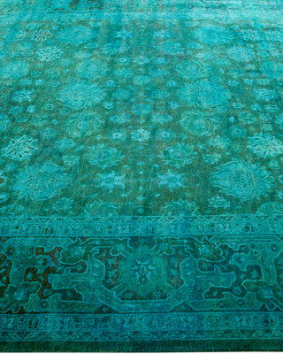 Overdyed Hand-Knotted Green Area Rug 6' 3" x 9' 1"