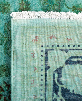 Contemporary Overdyed Wool Hand Knotted Green Area Rug 6' 1" x 8' 10"