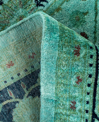 Contemporary Overdyed Wool Hand Knotted Green Area Rug 6' 1" x 8' 10"