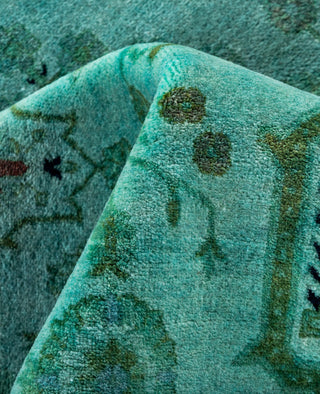 Contemporary Overdyed Wool Hand Knotted Green Area Rug 6' 1" x 8' 10"
