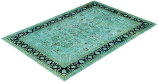 Contemporary Overdyed Wool Hand Knotted Green Area Rug 6' 1" x 8' 10"