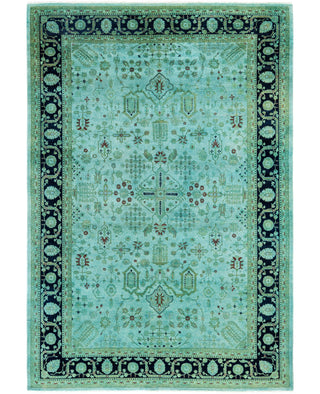 Contemporary Overdyed Wool Hand Knotted Green Area Rug 6' 1" x 8' 10"