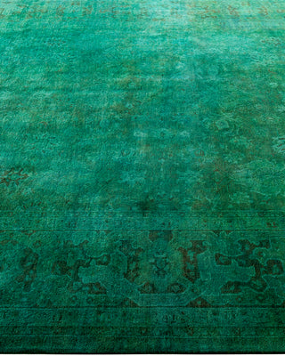Contemporary Hand-Knotted Overdyed Green Area Rug 6' 1" x 9' 3"