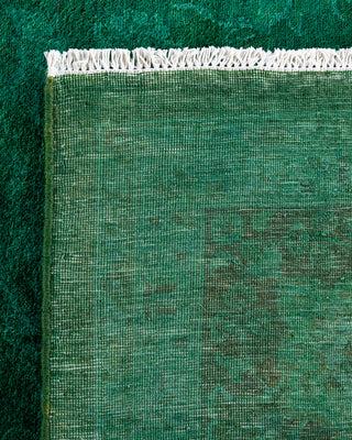 Contemporary Hand-Knotted Overdyed Green Area Rug 6' 1" x 9' 3"