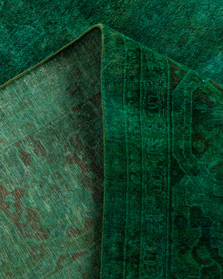 Contemporary Hand-Knotted Overdyed Green Area Rug 6' 1" x 9' 3"