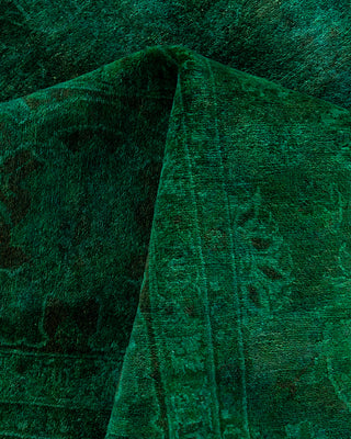 Contemporary Hand-Knotted Overdyed Green Area Rug 6' 1" x 9' 3"