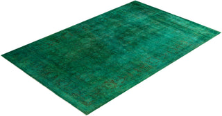 Contemporary Hand-Knotted Overdyed Green Area Rug 6' 1" x 9' 3"