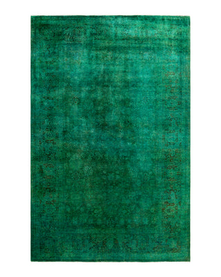 Contemporary Overyed Wool Hand Knotted Green Area Rug 6' 1" x 9' 3"