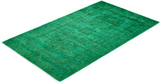 Contemporary Overdyed Wool Hand Knotted Green Area Rug 3' 1" x 5' 1"