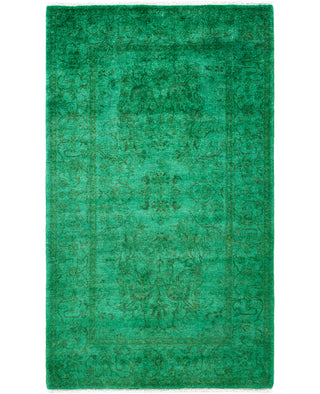 Contemporary Overdyed Wool Hand Knotted Green Area Rug 3' 1" x 5' 1"