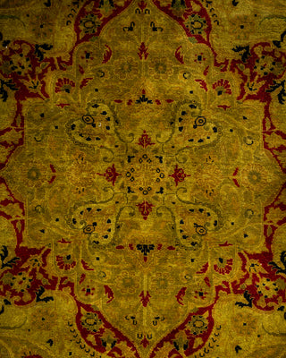 Modern Overdyed Hand Knotted Wool Gold Area Rug 4' 2" x 6' 1"