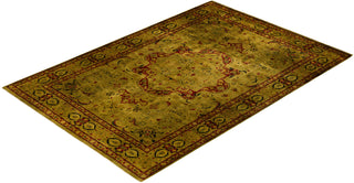 Contemporary Hand Knotted Overdyed Gold Area Rug 4' 2" x 6' 1"