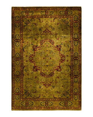 Contemporary Fine Vibrance Green Wool Area Rug 4' 2" x 6' 1"