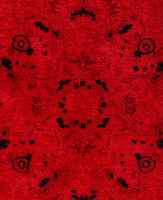 Contemporary Overdyed Wool Hand Knotted Red Area Rug 3' 2" x 5' 3"