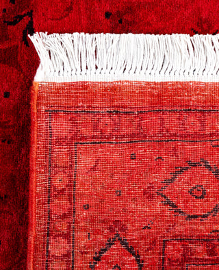 Contemporary Overdyed Wool Hand Knotted Red Area Rug 3' 2" x 5' 3"