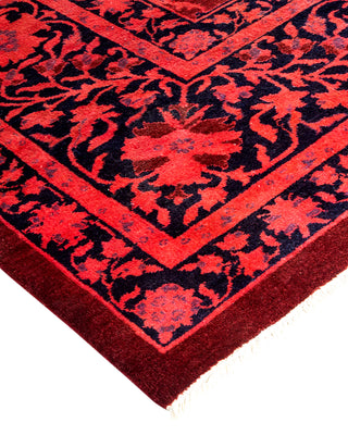 Modern Overdyed Hand Knotted Wool Pink Square Area Rug 10' 1" x 10' 10"