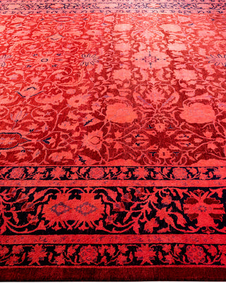 Contemporary Hand-Knotted Overdyed Pink Square Area Rug 10' 1" x 10' 10"