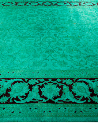 Contemporary Fine Vibrance Green Wool Area Rug - 9' 3" x 12' 3"