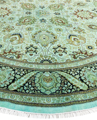 Contemporary Overdyed Wool Hand Knotted Green Round Area Rug 9' 1" x 9' 1"