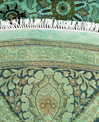 Contemporary Overdyed Wool Hand Knotted Green Round Area Rug 9' 1" x 9' 1"