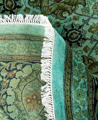 Contemporary Overdyed Wool Hand Knotted Green Round Area Rug 9' 1" x 9' 1"