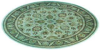 Contemporary Overdyed Wool Hand Knotted Green Round Area Rug 9' 1" x 9' 1"
