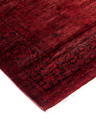 Modern Overdyed Hand Knotted Wool Red Area Rug 3' 2" x 5' 3"