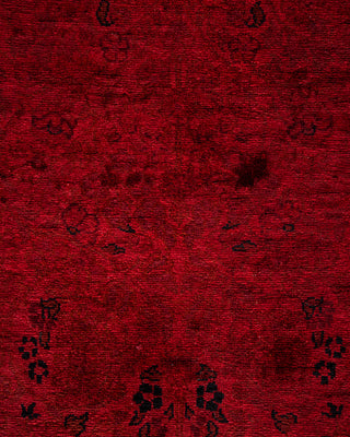 Modern Overdyed Hand Knotted Wool Red Area Rug 3' 2" x 5' 3"