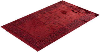 Modern Overdyed Hand Knotted Wool Red Area Rug 3' 2" x 5' 3"