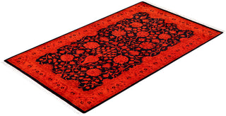 Modern Overdyed Hand Knotted Wool Orange Area Rug 3' 2" x 5' 4"