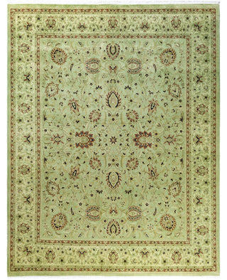 Overdyed Hand-Knotted Wool Modern-Contemporary Green Area Rug 8' 1" x 10' 3"