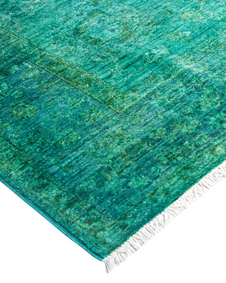 Contemporary Overyed Wool Hand Knotted Green Area Rug 5' 4" x 7' 10"