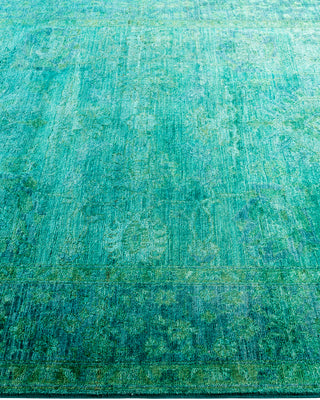 Contemporary Hand-Knotted Overdyed Green Area Rug 5' 4" x 7' 10"