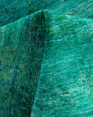 Contemporary Hand-Knotted Overdyed Green Area Rug 5' 4" x 7' 10"