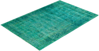 Contemporary Overyed Wool Hand Knotted Green Area Rug 5' 4" x 7' 10"