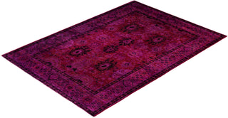 Contemporary Overdyed Wool Hand Knotted Purple Area Rug 4' 3" x 5' 7"
