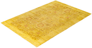 Overdyed One-of-a-Kind Wool Yellow Area Rug 4' 1" x 6' 2"