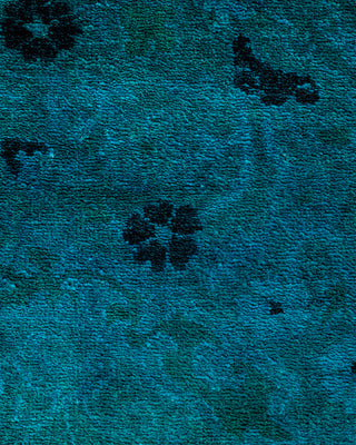Contemporary Hand-Knotted Overdyed Blue Square Area Rug 4' 0" x 4' 2"