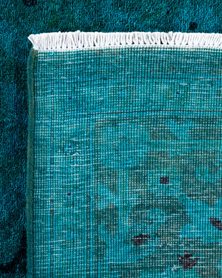 Contemporary Hand-Knotted Overdyed Blue Square Area Rug 4' 0" x 4' 2"